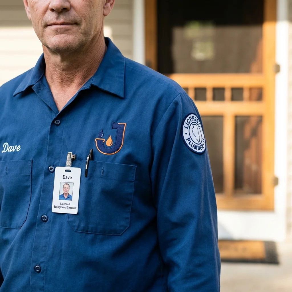 Licensed plumber showing ID badge in Broken Arrow, OK